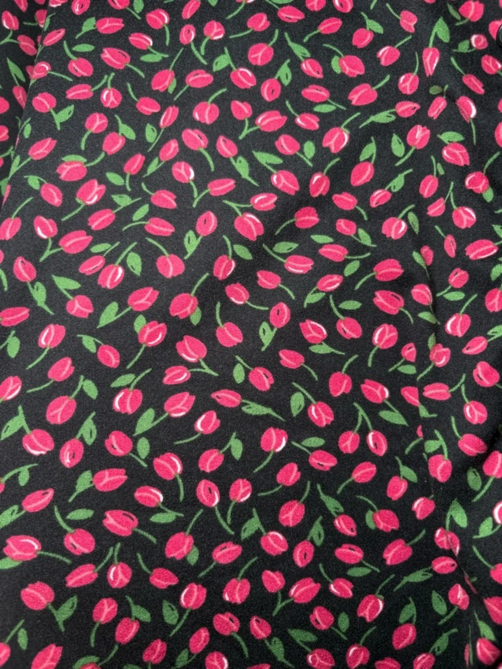 Kate Spade Cherry‎ Floral Pajama Set XL Black Pink 3/4 Sleeve Lounge Sleepwear